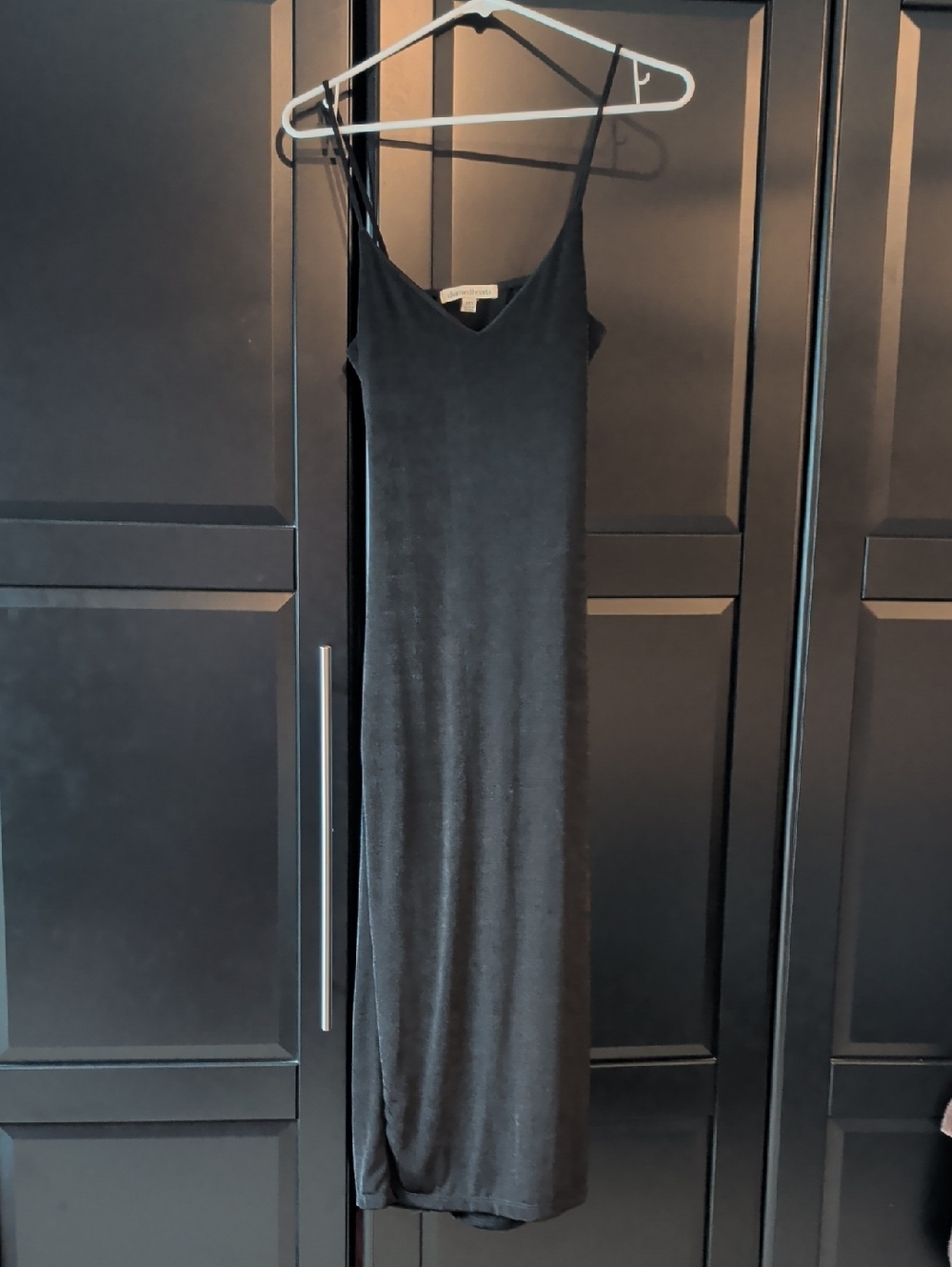 Women’s Black Slip Maxi Dress with Spaghetti Straps